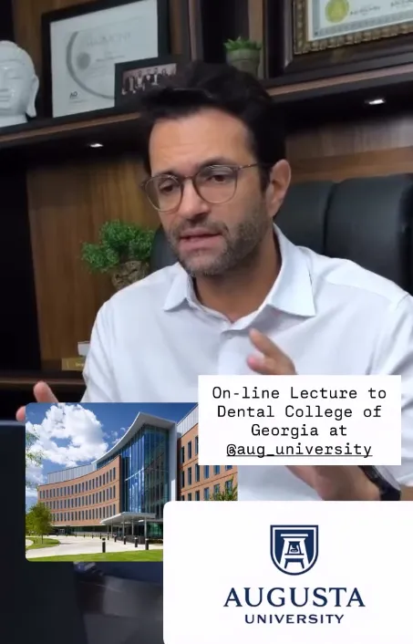 Dr. Bruno Furquim em registro de sua palestra para o Dental College of Georgia.